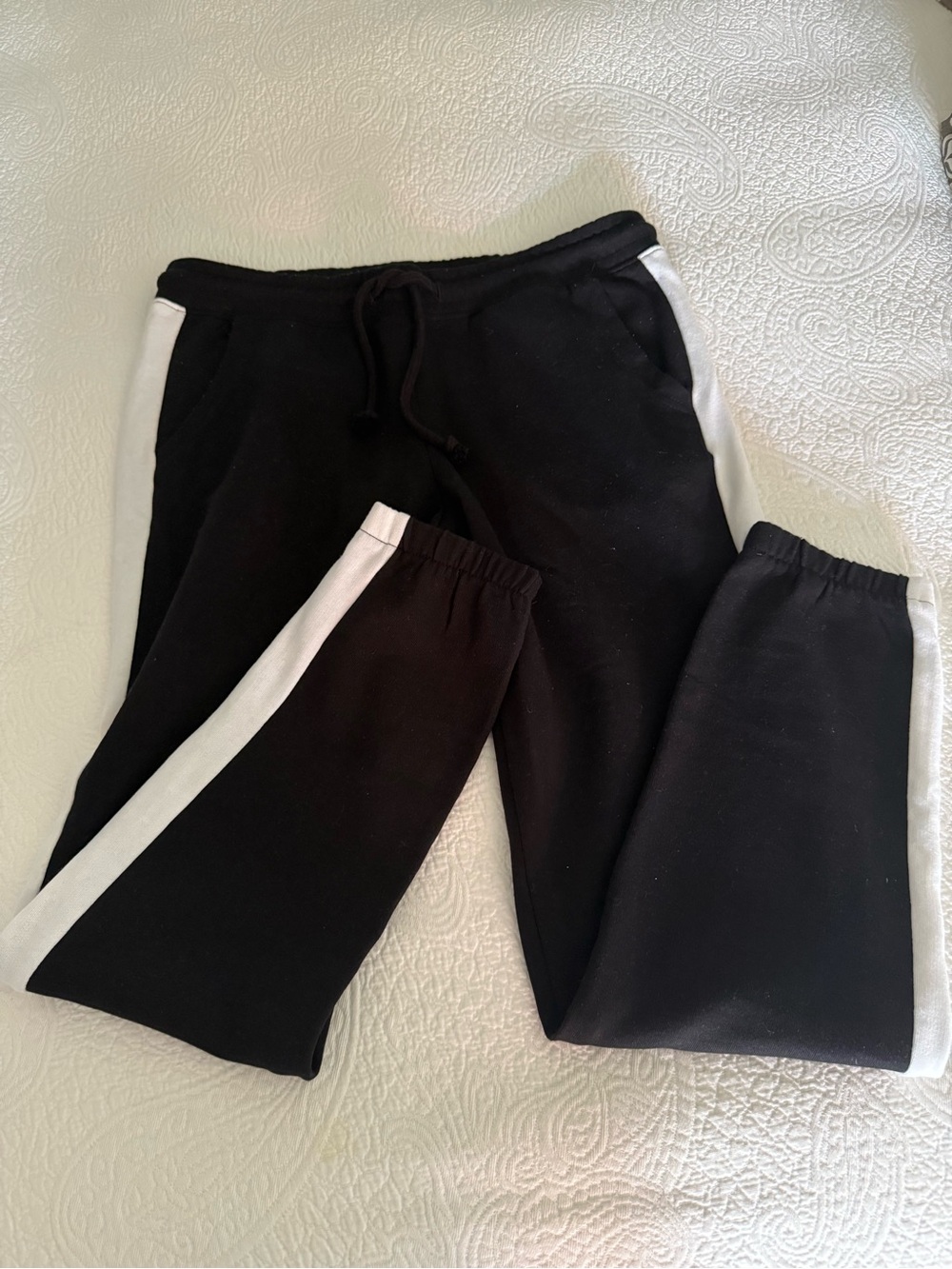 Divided Black Joggers with White Side Stripes